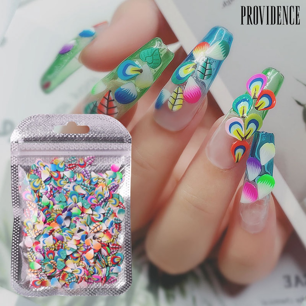 Providence 1000Pcs/Set Nail Slices Fruit Feather Shape Ultra Thin Polymer Clay Soft Mixed Nail Art Slime DIY Charms for Gift