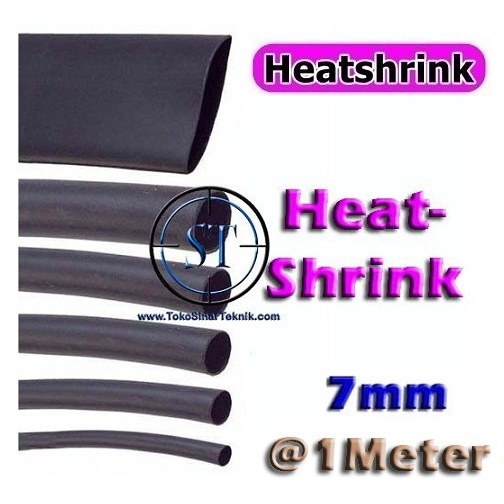 Selongsong Bakar Kabel 7mm Heat Shrink Heatshrink Tube Pelapis Kabel Haetshrink Pelindung Ciut Panas Hitam