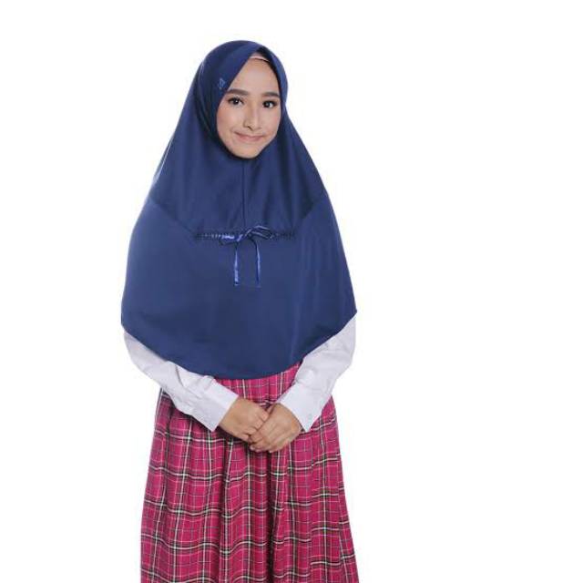 Kerudung Sekolah Rabbani Kalia Serut Depan Size S dongker