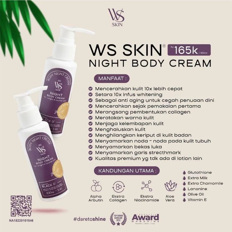 WS SKIN BODY NIGHT CREAM BY WCSSKIN