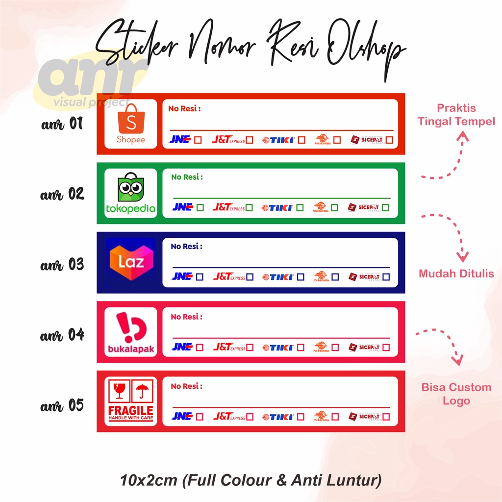 

STIKER LABEL RESI CUSTOM - STIKER LABEL RESI PENGIRIMAN / Stiker Pengiriman / Label Produk / Label Pengiriman / Segel Packing CUSTOM desain murah