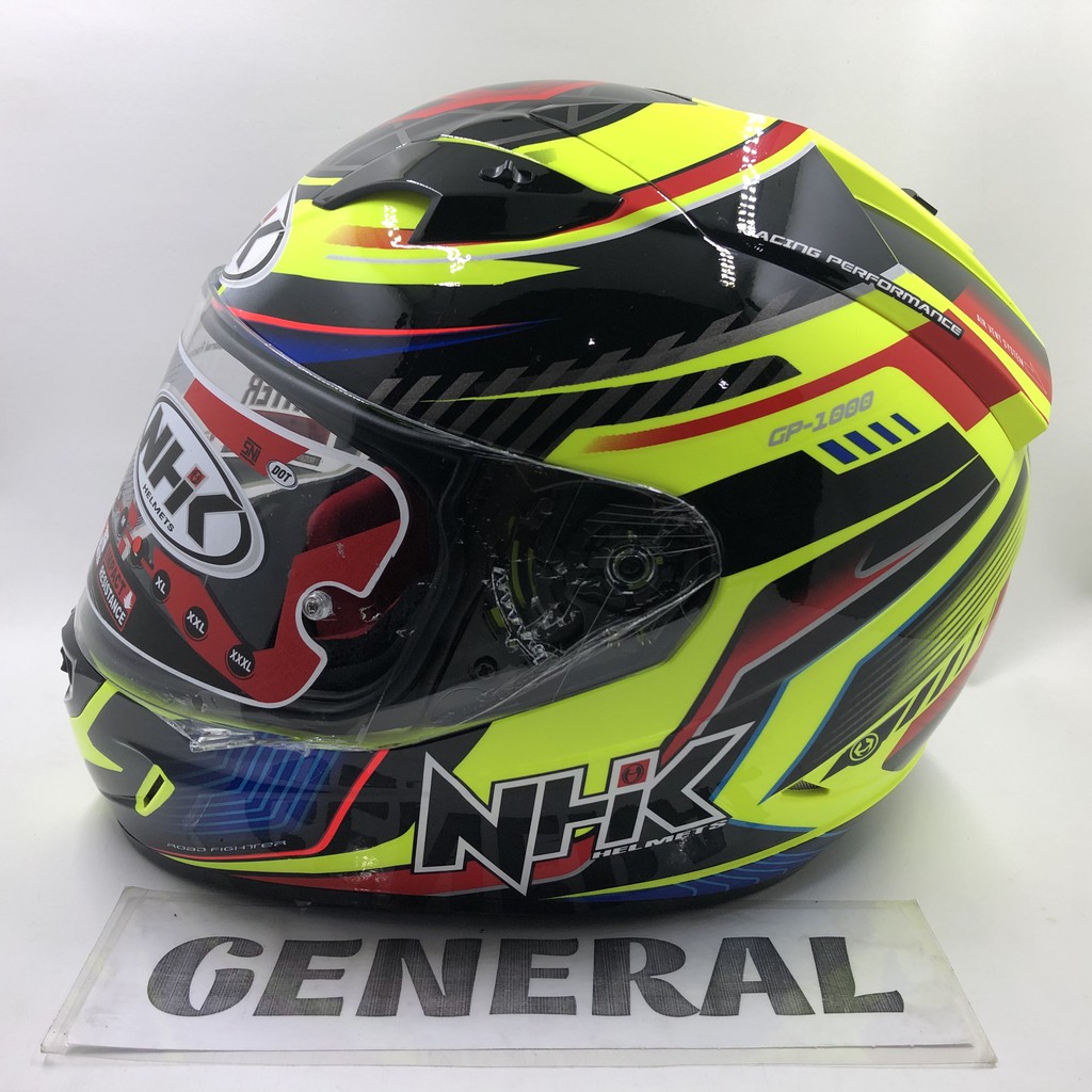 Helm NHK GP1000 GP 1000 Motif Plasma Yellow Fluorecent Red Kuning Flo Stabilo Merah Double Visor Ful