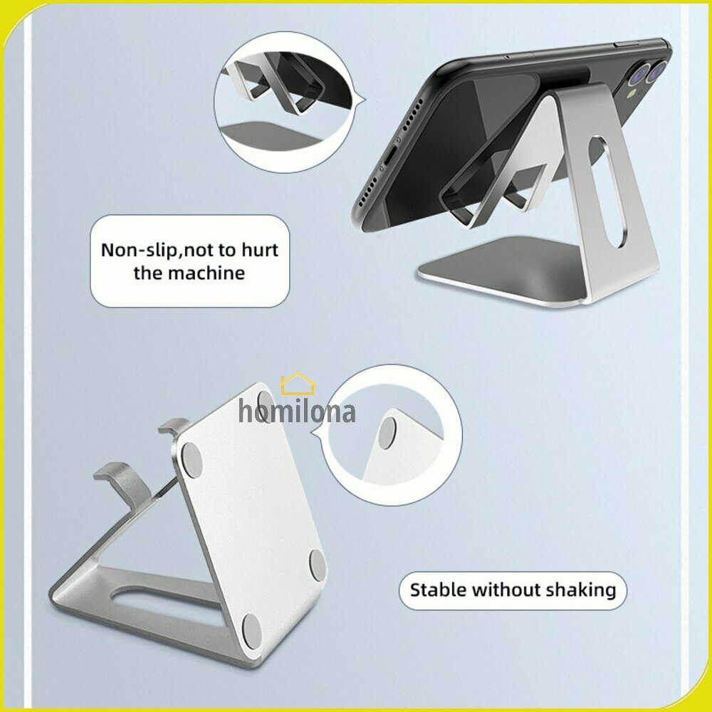 Smartphone Tablet Stand Holder Bahan Aluminium - ACCEZZ Y017 - Silver