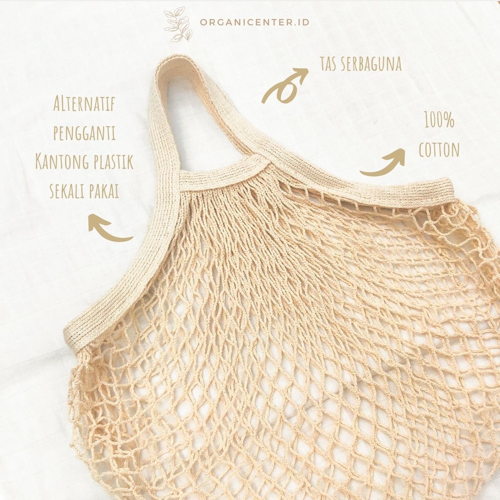 Tas Belanja Jaring Reuseable Net Grocery Bag Katun Cotton Mesh Bag Eco Friendly Kantong Shopping Bag Serba Guna Zero Waste Ramah Lingkungan Pakai Ulang Tas Pantai