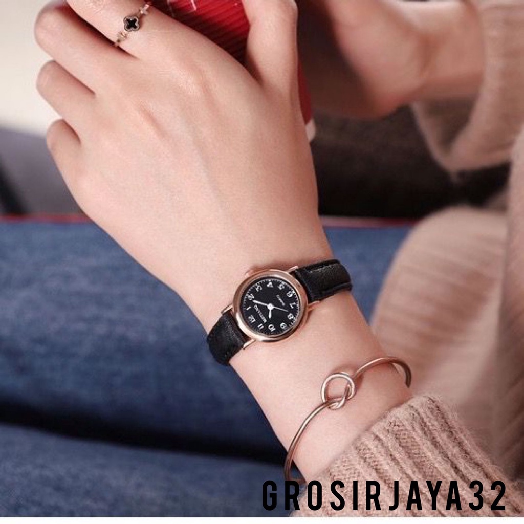 (GROSIRJAYA32) Jam Tangan Wanita SHANDY Fashion Kulit Retro Round Small Women Watches Analog