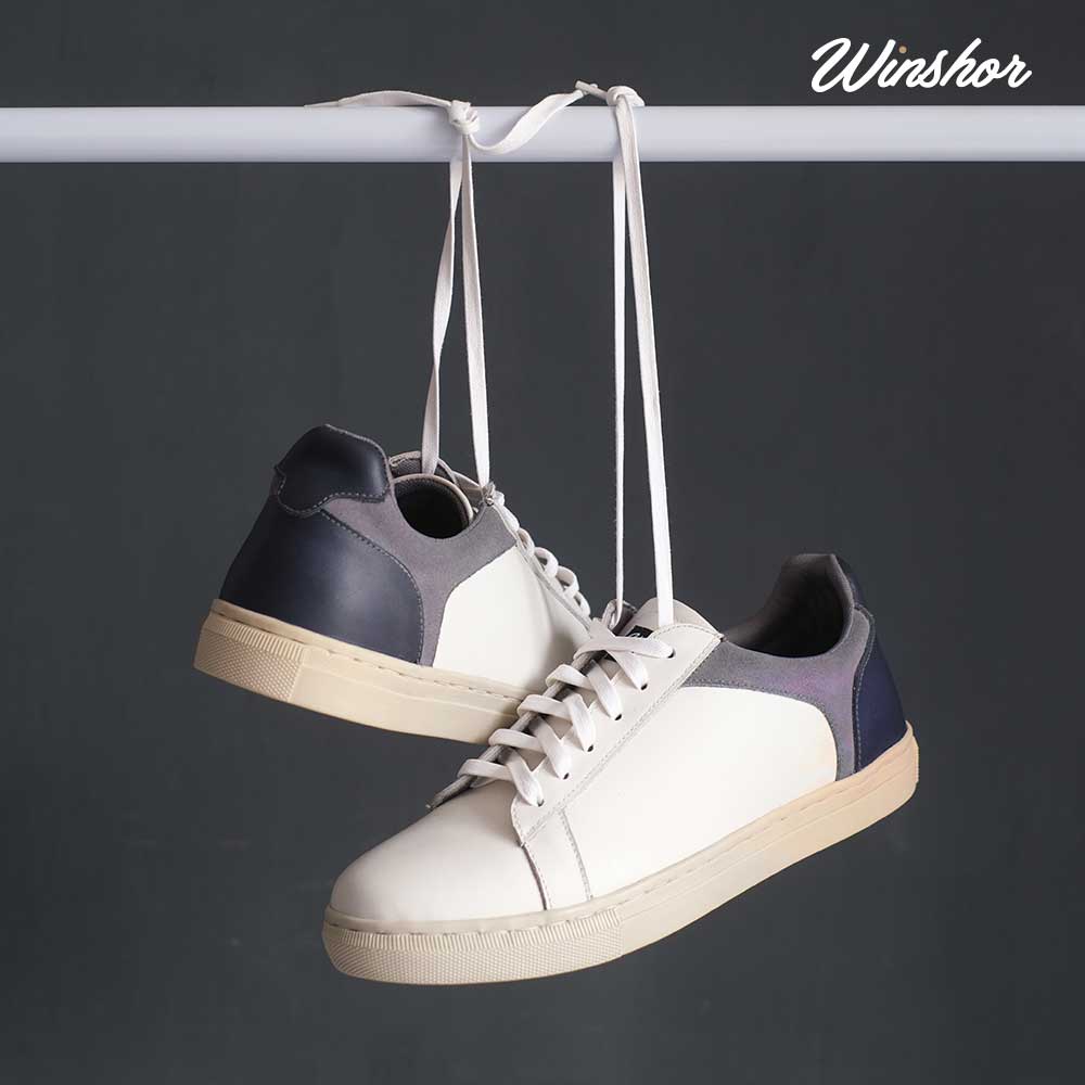 Sepatu Sneakers Kulit Pria - Winshor - Onyx - White Grey Navy