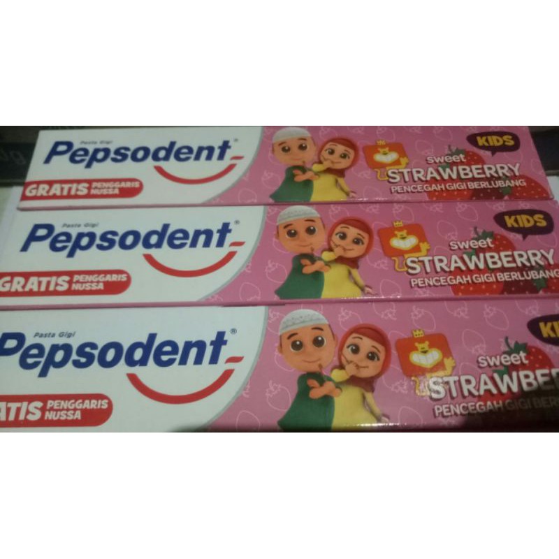 PEPSODENT PASTA GIGI ANAK 50GR STRAWBERRY (GRATIS PENGGARIS NUSSA)