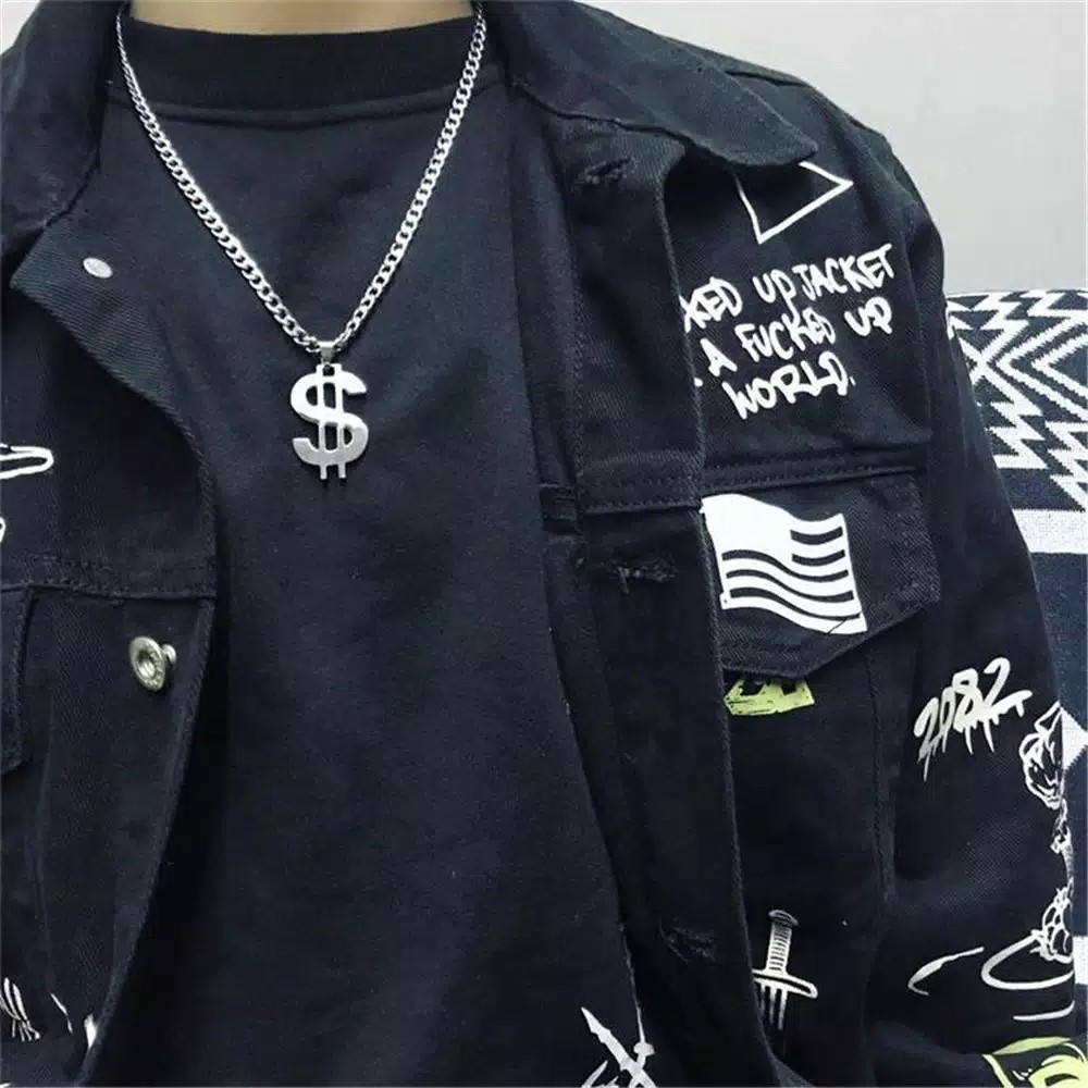 Kalung HipHop Rantai Dengan Liontin Dollar Gaya HipHop Fashion Pria dan Wanita