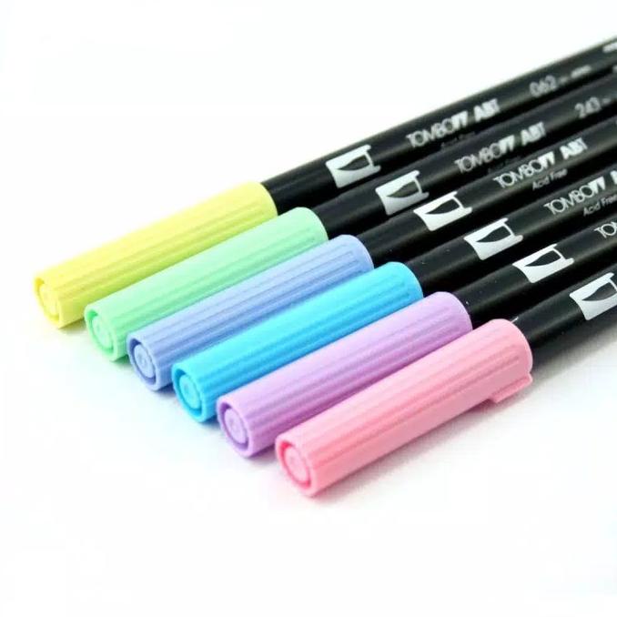 

Set 6 Pastel Colors Tombow ABT Dual Brush Pen Brushpen Spidol dual tip