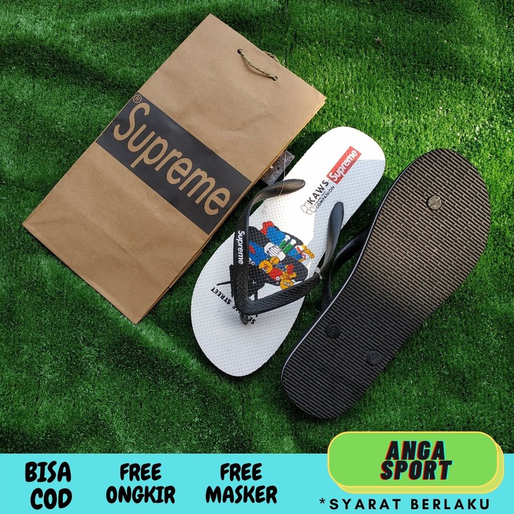 SANDAL JEPIT SUPREME KAWS PRIA / SANDAL DISTRO / SANDAL CASUAL PRIA / SANDAL RUMAH / SANDAL SURFING