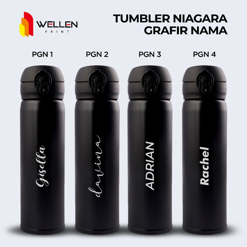 Jual Wellen Print Tumbler Niagara Grafir Nama Hampers Souvenir Termos Botol Minum Murah 1654