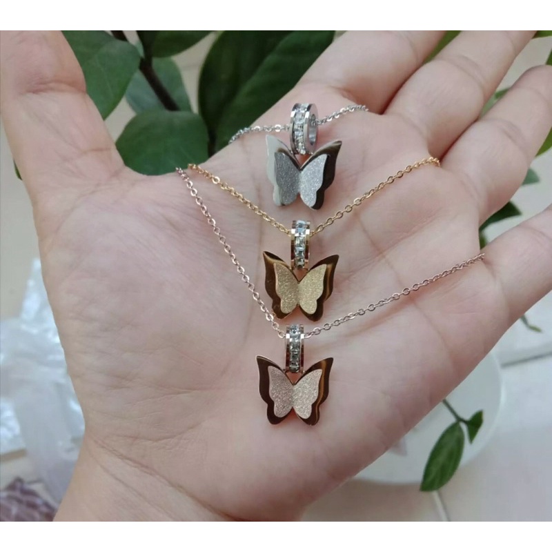 KALUNG WANITA ASLI TITANIUM MODEL KUPU-KUPU / PERHIASAN WANITA ASLI TITANIUM / KALUNG WANITA TERBARU