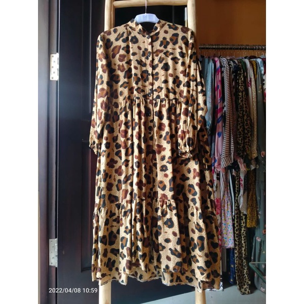 Midi Dress cantik by Nirmala Fashion motif macan katun rayon premium