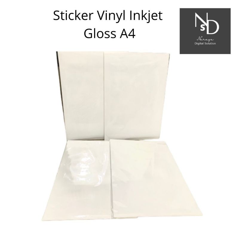 

Sticker Vinyl Inkjet white Gloss Stiker label A4