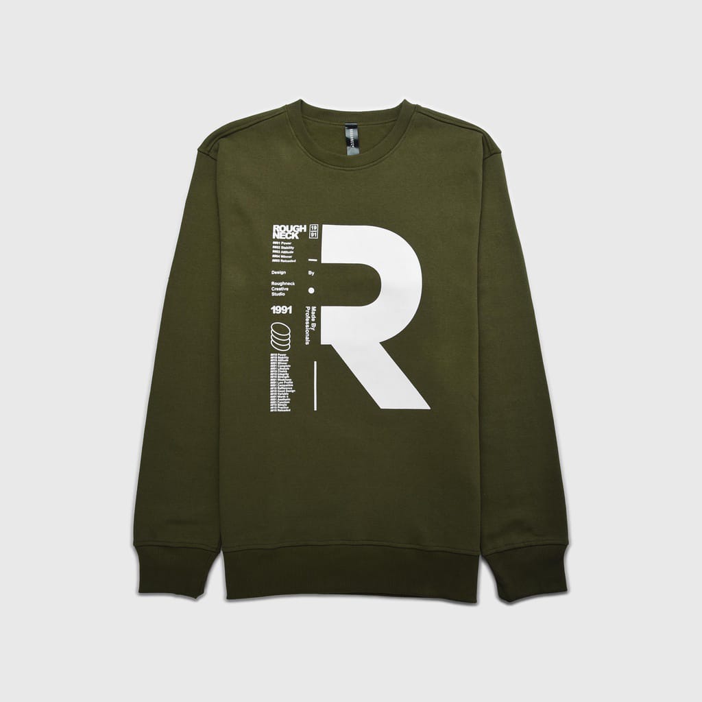 Crewneck Roughneck SS156 Army R Studio / Sweater CN Roughneck Pria-Wanita Terbaru / Bayar di Tempat