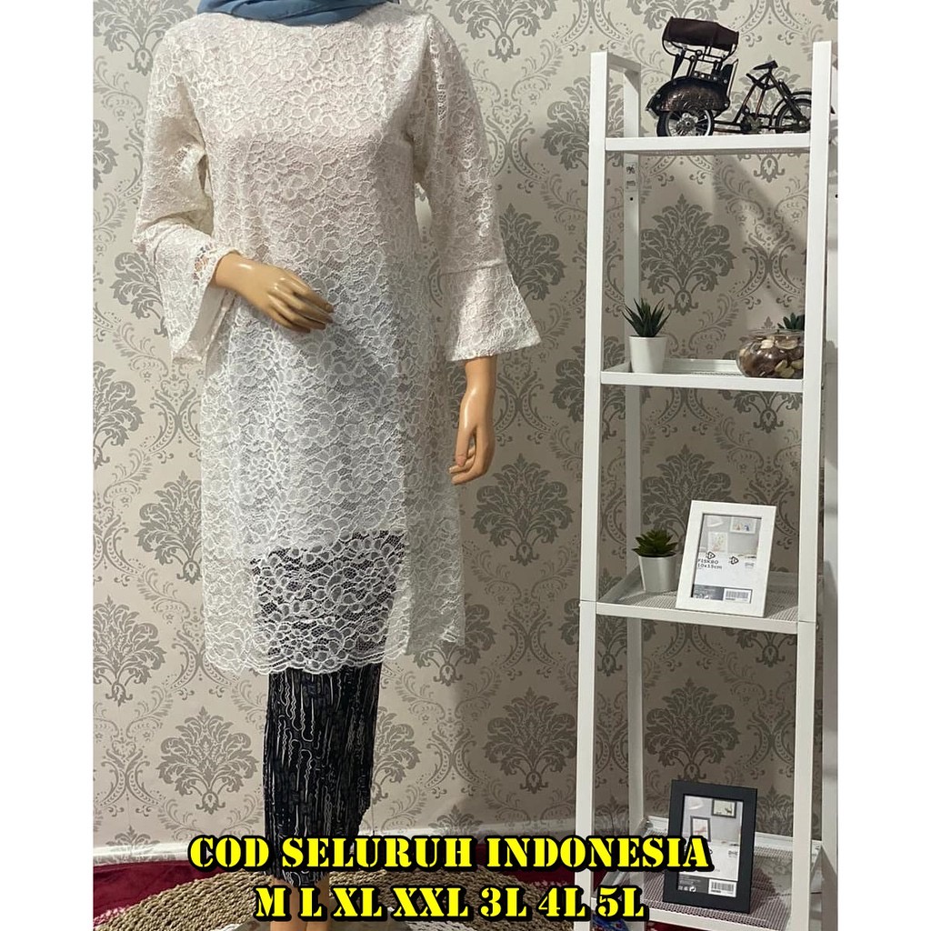 ￼PROMO atasan KEBAYA TUNIK BRUKAT MERAH/BIRU BCA/NAVY/LAVENDER N GOLD/kebaya brokat/putih