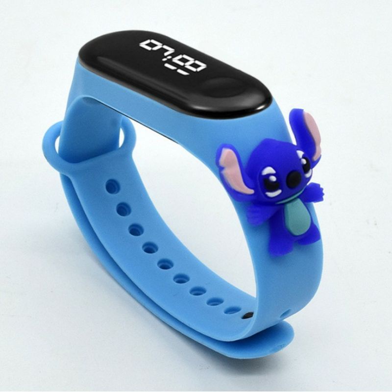Jam tangan anak Elektronik LED display Tahan Air karakter motif kartun lucu  bahan rubber-Stitch