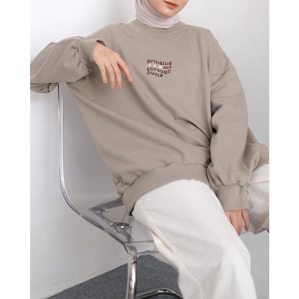 BRINGING JOY SWEATER WANITA BORDIR - CREWNECK TEBAL HALUS PREMIUM