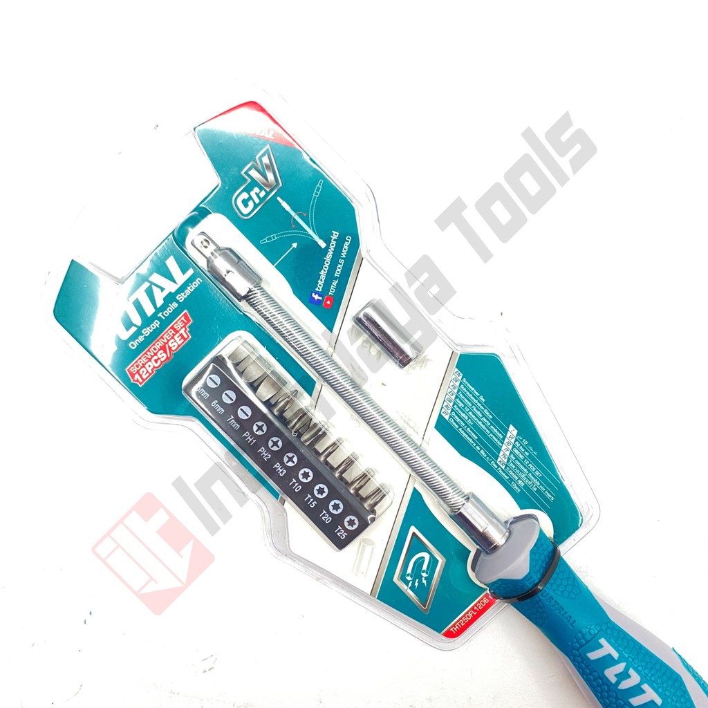 TOTAL FL1206 Flexible Shaft Screwdriver Set 12 Pcs - Obeng Fleksibel