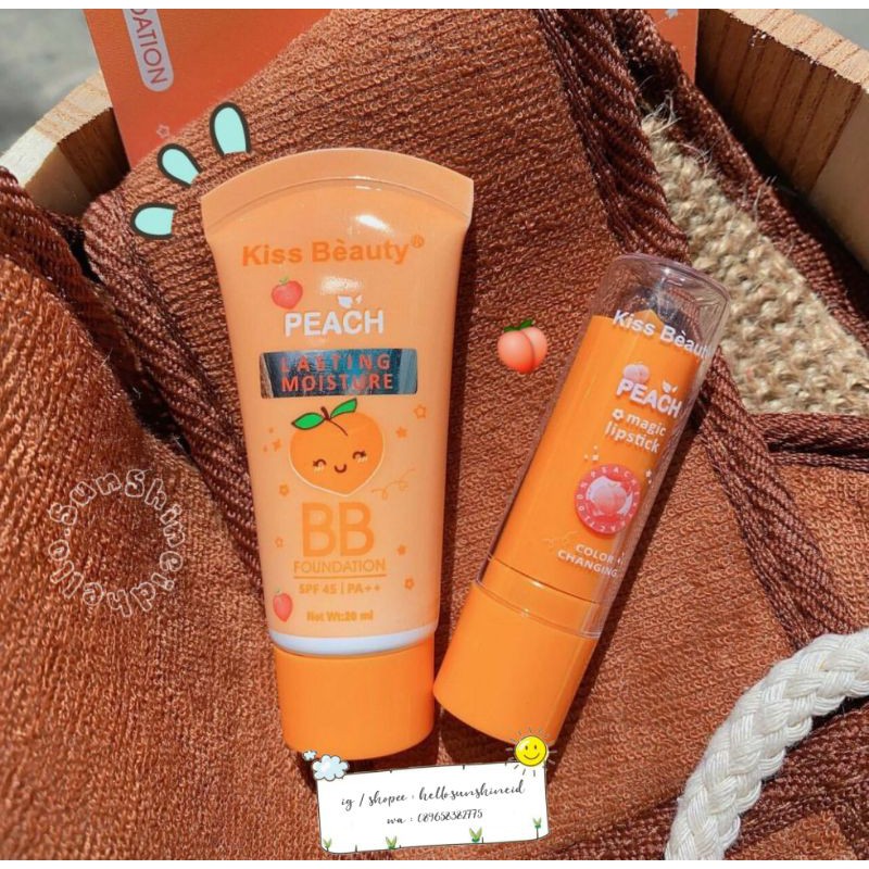 Make Up Set Sunrise Peach 2in1 BB Cream + Lip Balm Makeup Ori Thailand Lipbalm