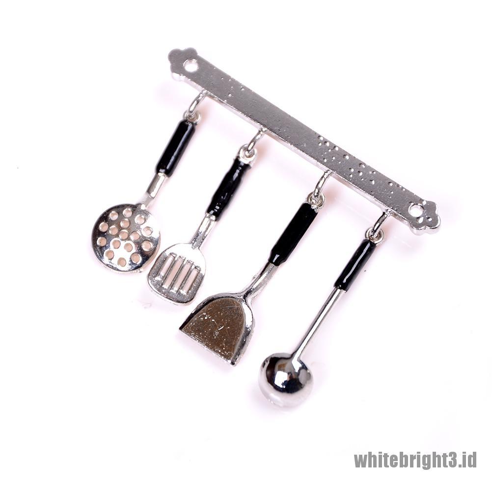 (white3) 5pcs / Set Mainan Miniatur Peralatan Dapur Bahan Metal Untuk Aksesoris Rumah Boneka 1: 12