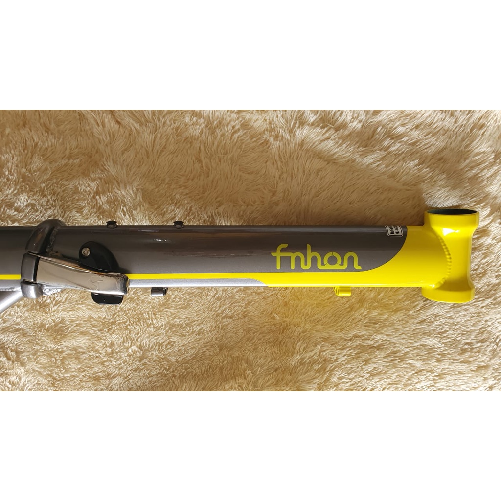 Frame Fork Fnhon Storm V Brake 20 22 inch Warna ABU ABU KUNING Chromlly