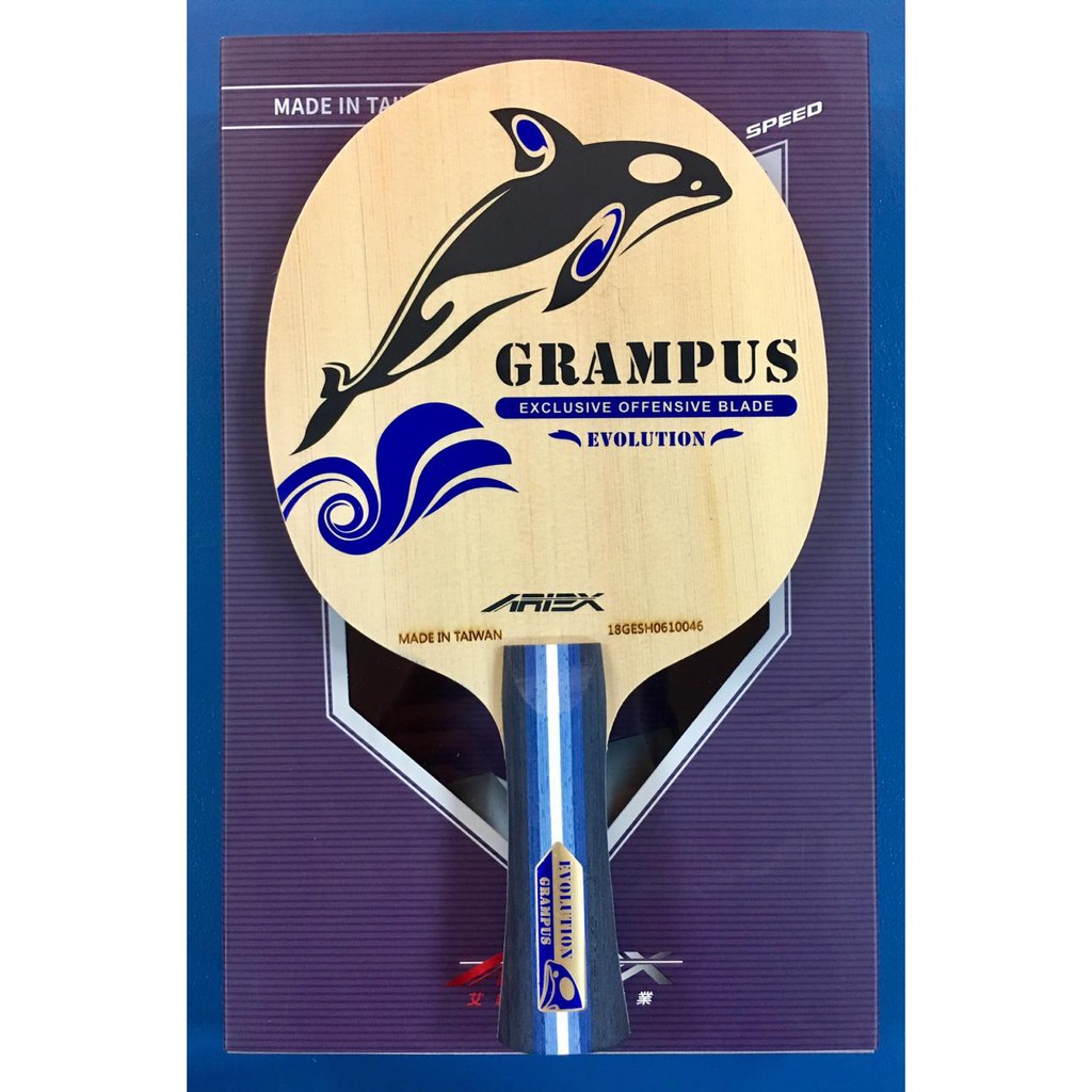 Kayu Bat Tenis Meja Pingpong Ariex Grampus Evolution ALC Carbon Arylate Spinner blade