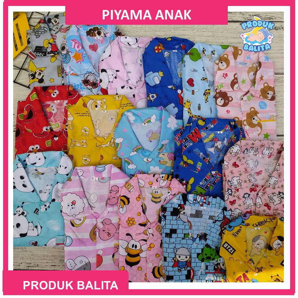 Piyama Anak Laki-laki Perempuan Murah  Set Baju Tidur Terlaris Setelan Piyama Anak Ukuran M L XL Usia 2-6 Tahum Murah