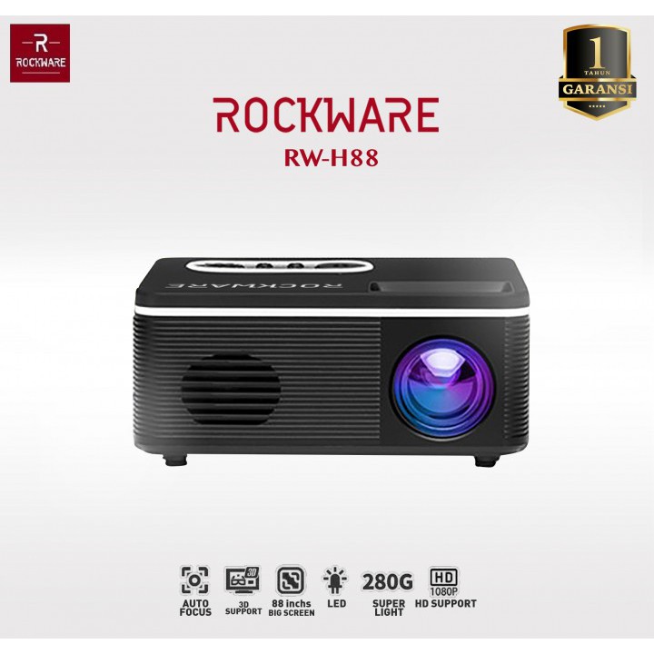 ROCKWARE RW-H88 - Mini Portable LED Projector 1000 Lumens YG300 Killer