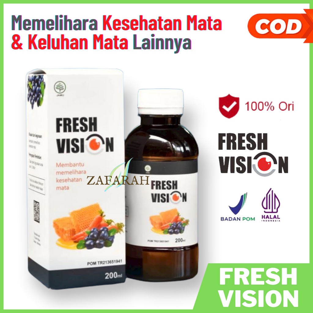 FRESH VISION Obat Mata Herbal / Suplemen Mata Madu FRESH VISION Untuk Mata Merah Lelah Kering Iritasi Gatal Buram Mata Minus / Nutrisi Mata Cegah Katarak Glaukoma 200ml