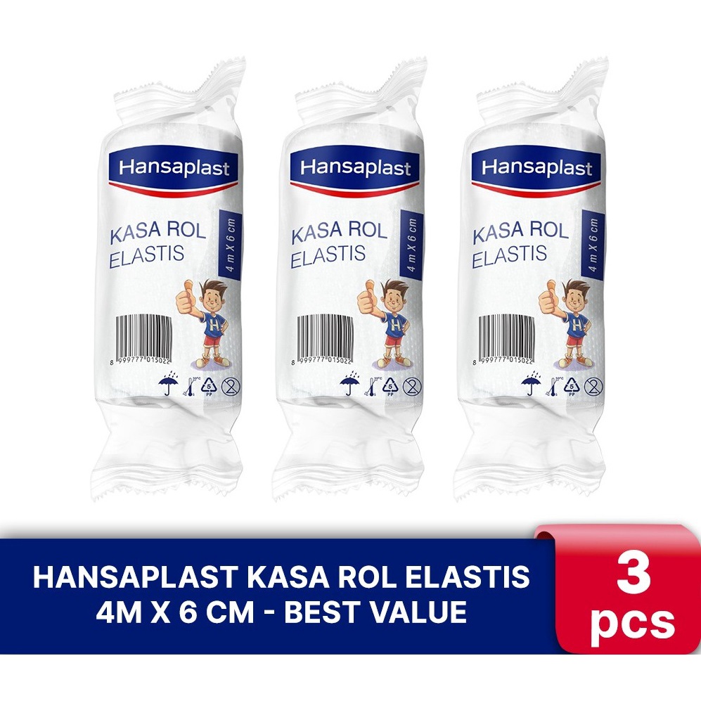 Hansaplast Kasa Rol Elastis Penutup Luka Kasa Luka Plester Luka - 3 Roll Perban Luka Kasa Luka Pemba