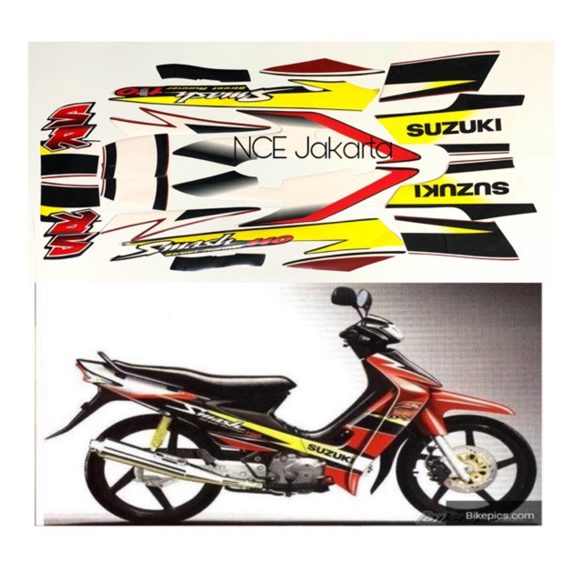 STIKER STRIPING SMASH SR 2005 MERAH HITAM