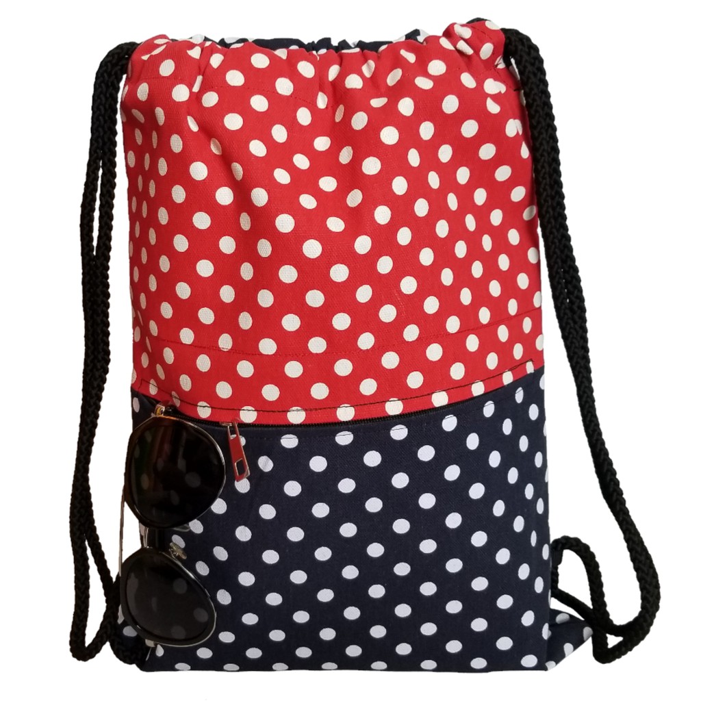 Ransel polkadot Ransel hitam putih Tas serut polkadot Tas punggung polkadot Tas multifungsi murah SB