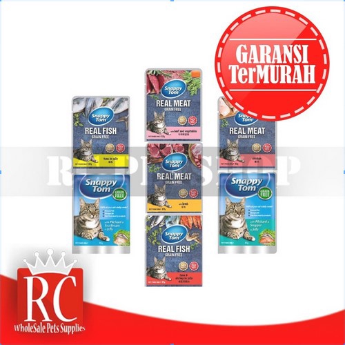 MAKANAN KUCING BASAH SNAPPY TOM POUCH SACHET CAT WET FOOD 85 GR 85GR