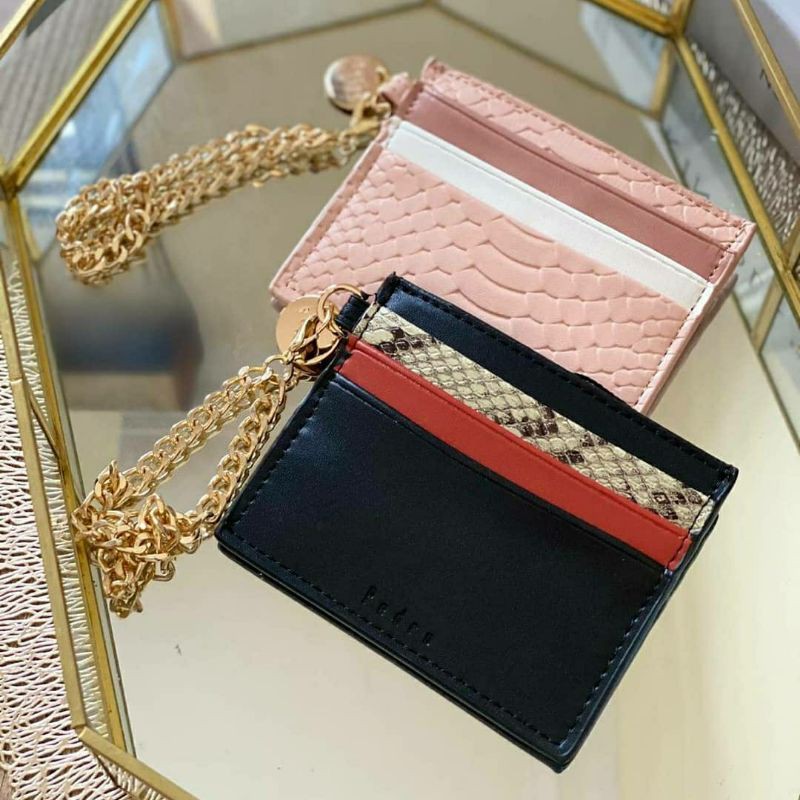 

PDRO Snake-Effect Leather Card Holder