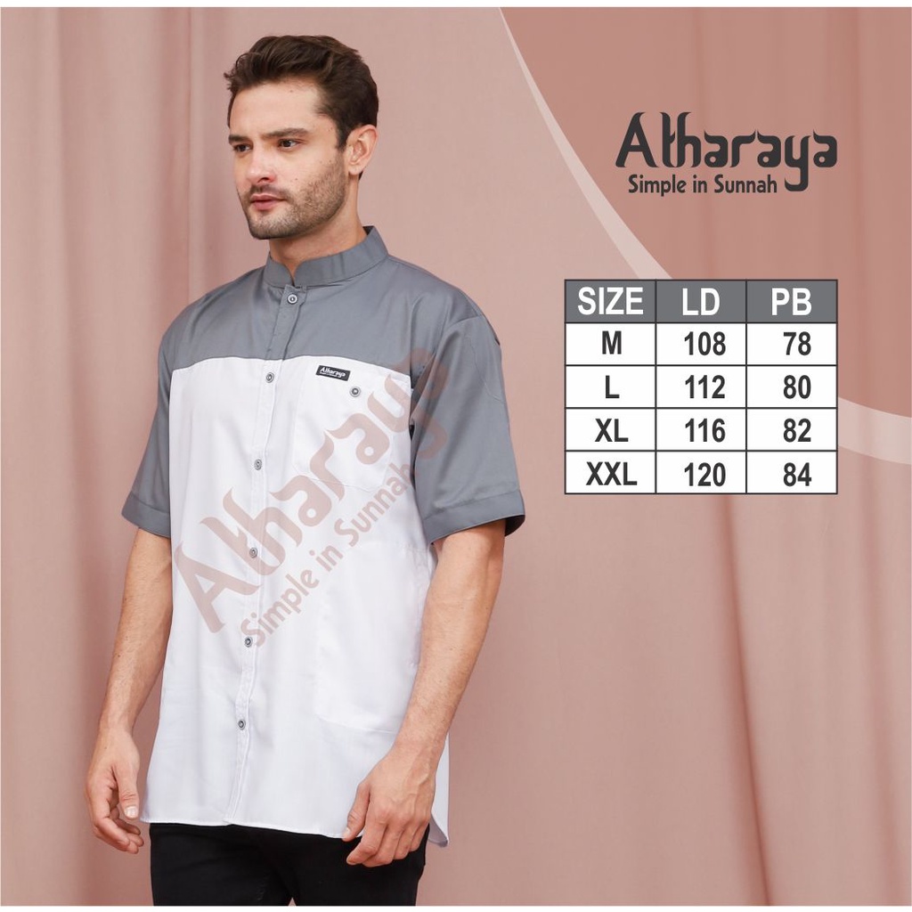 Baju Koko Pria Lengan Pendek TWOTONE Kemko Premium By Atharaya