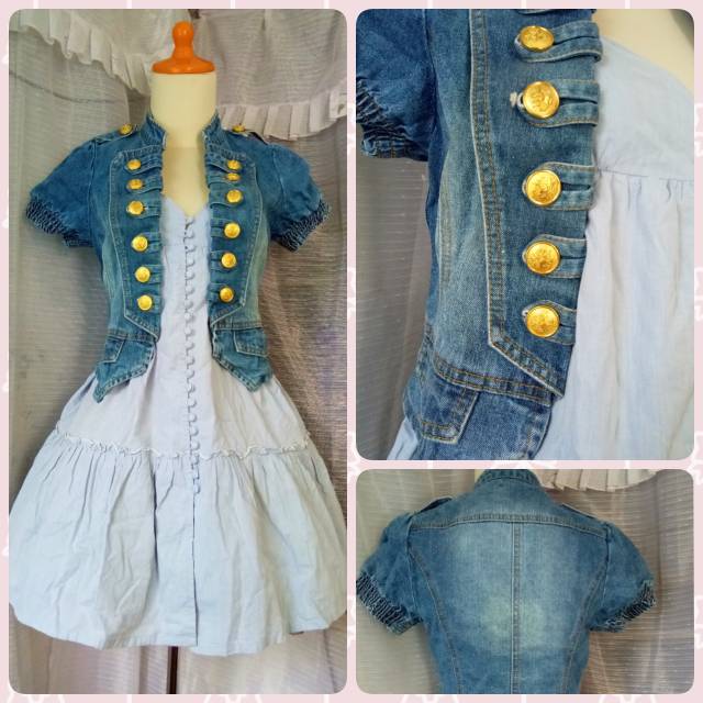 blue denim kawaii dress set up with bolero