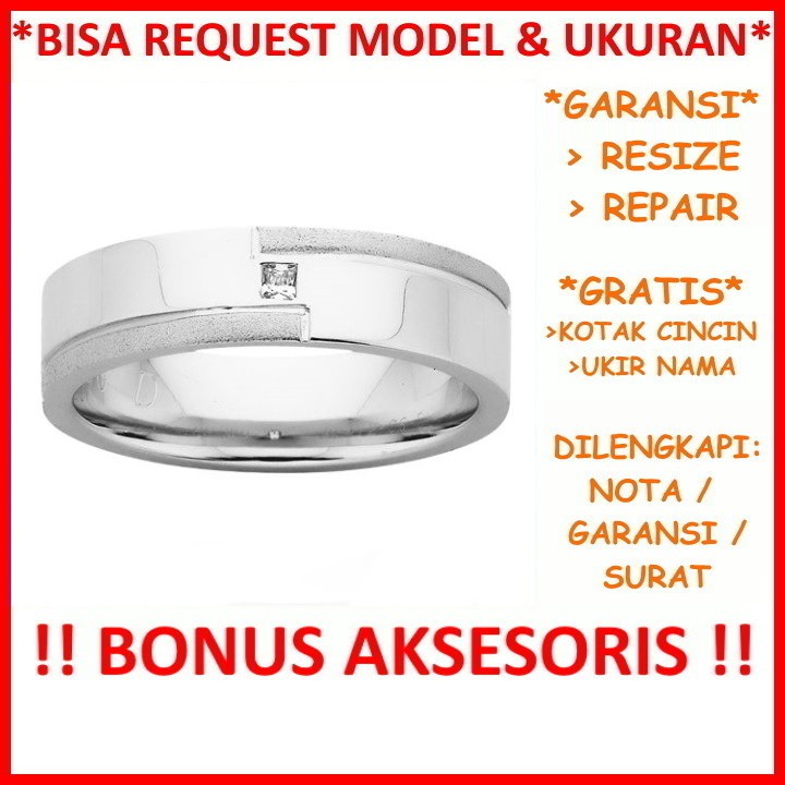 Gratis Tulis Ukir Nama Bisa Pesan Model Garansi Silver Asli Cincin Kawin Perak Nikah Tunangan Id412