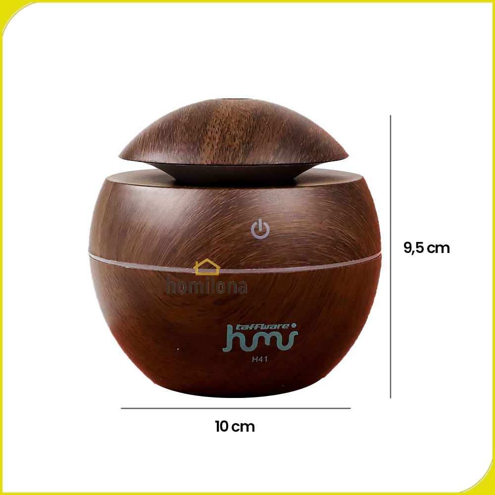Air Humidifier Ultrasonic Aromatherapy Free Oil Diffuser Minimalist Wood Design - Taffware HUMI Desain Bulat dan Kayu