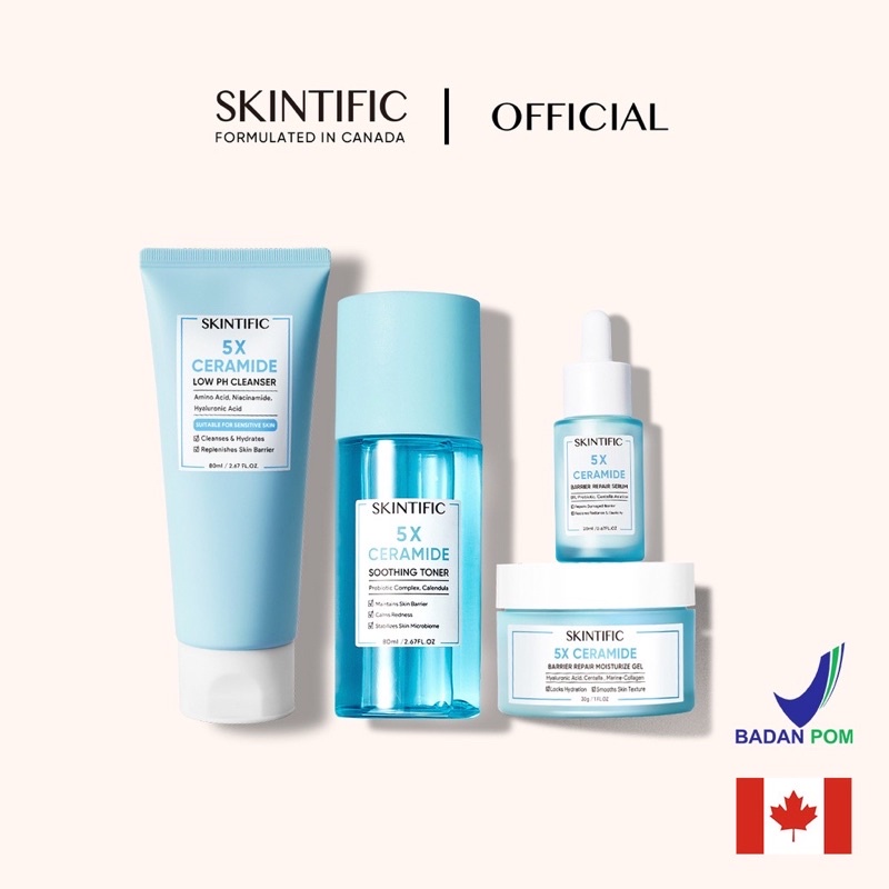Skintific 5x Ceramide (Moisturizer, Shooting Toner, Serum, Low PH Cleanser)
