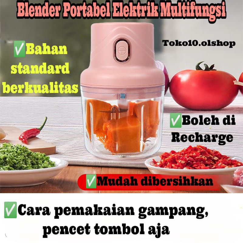 Blender Portabel Mini USB Chopper Elektrik Tanpa Kabel Pencincang Makanan