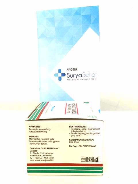 Paracetamol 500mg Generik 1 strip isi 10 kaplet Nyeri, Demam, Pusing hilang!