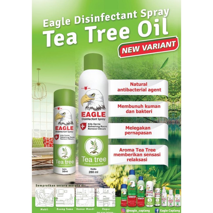 Update New Eagle Disinfectant Spray Eucalyptus + Tea Tree Oil 280Ml Cap Lang Sale