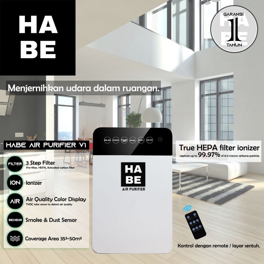 HABE Air Purifier V1 HEPA Filter Technology Penjernih Udara Ruangan Terbaik Ruangan Keluarga Anak Bayi