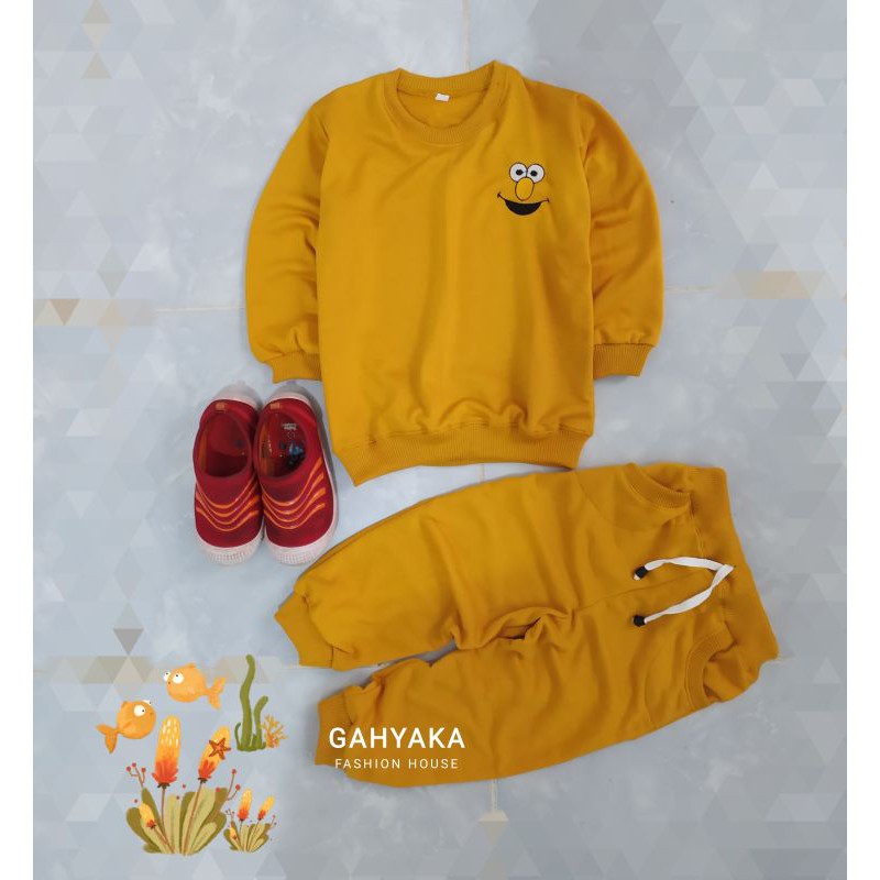 SETELAN BAJU TIDUR ANAK  BORDIR JOGER SWEATER SWITER PIYAMA   MURAH
