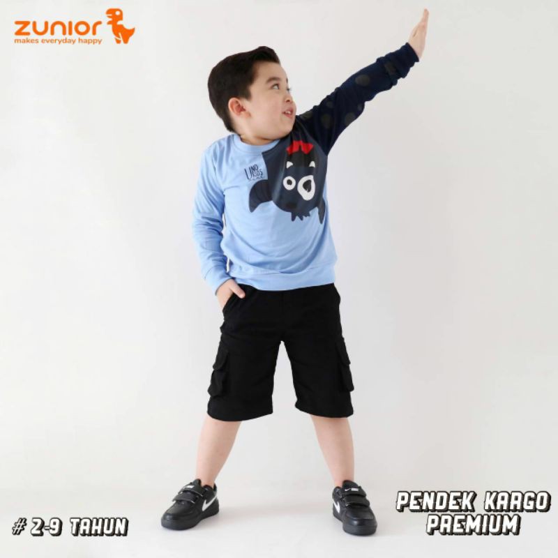 Pendek Cargo Anak Zunior Premium Hitam