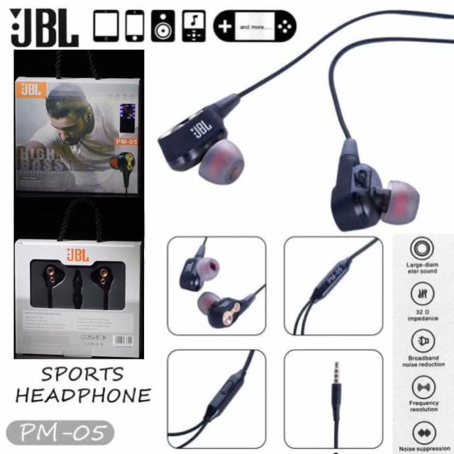 Handsfree Headset JBL PM-05 DOBEL BASS MANTAP Earphone