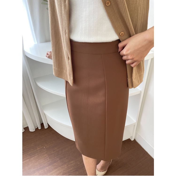 B-0159 Rok Midi Span Wanita Crepe Premium Spandex-2