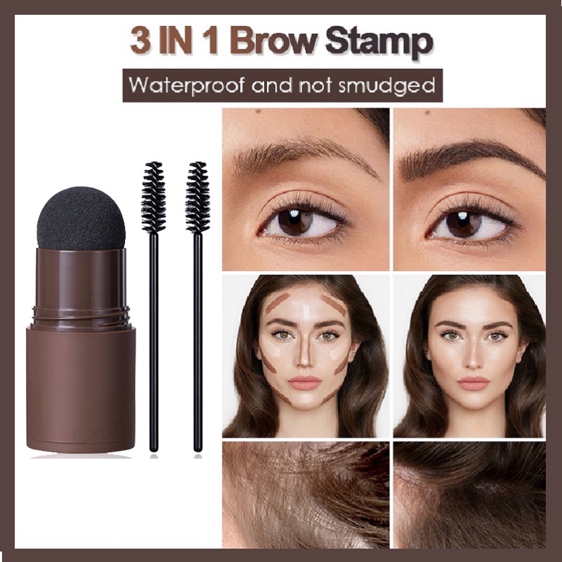 Eyebrow Stamp/ Eyebrow powder Original Shaping Powder And Hairline Contouring Powder Waterproof With 10 Model Cetakan Alis  Reusable And 2 Eyebrow Pen Brushes Makeup Eyebrow Kit