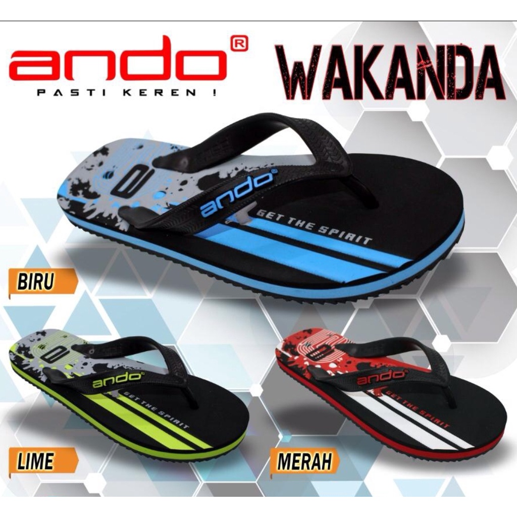 Ando Wakanda 01/02 Sandal Jepit Pria Sol Karet Sendal Ando Original